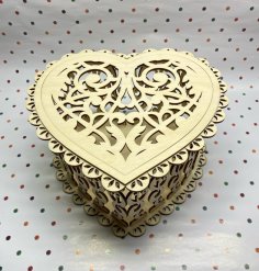 Caja de dulces de corazón de San Valentín cortada con láser