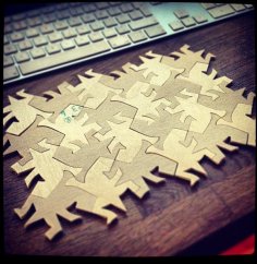 Laser Cut Escher Lizard Jigsaw Puzzle DXF File