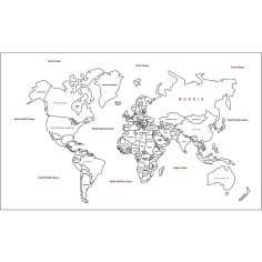 Laser Cut Map of World with Country Names Free Vector