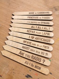 Laser Cut Garden Markers Plant Labels Wooden Garden Stakes DXF File