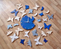 Laser Cut Butterflies Clock Free Vector