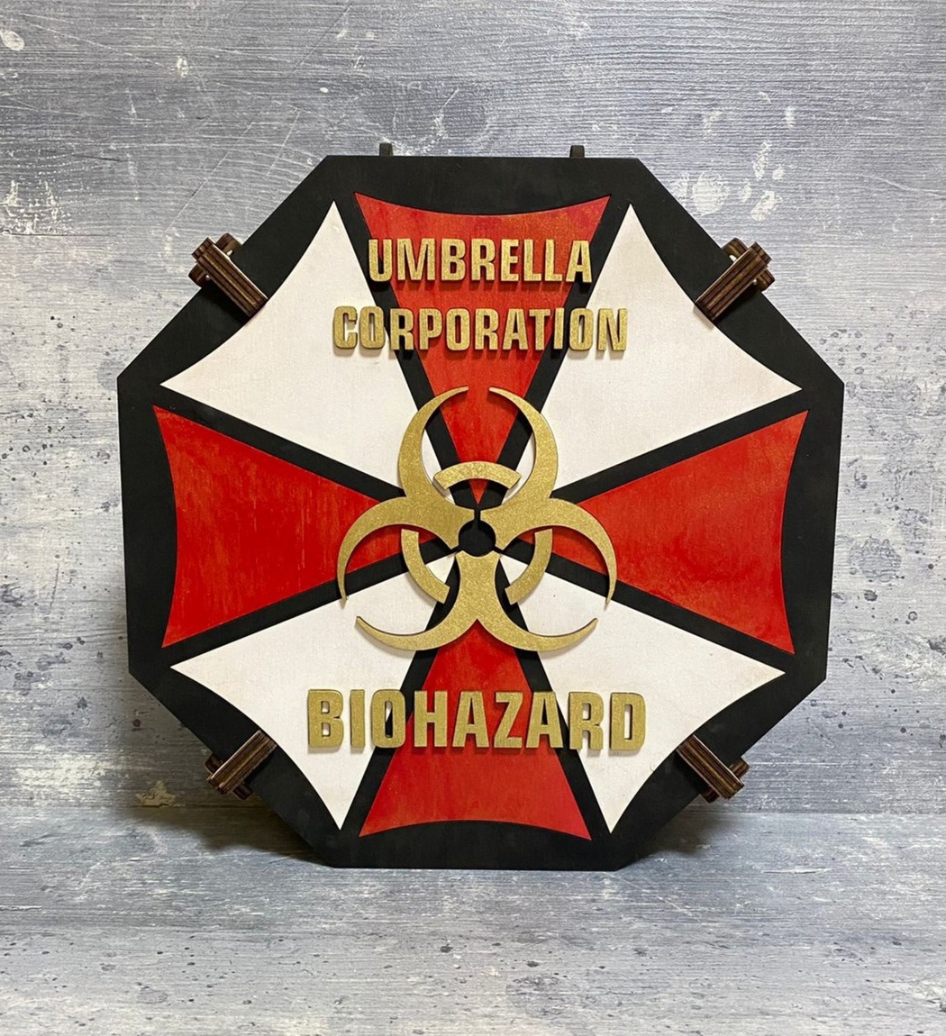 Laser Cut Umbrella Corporation Resident Evil Biohazard Vodka Gift Set Free Vector