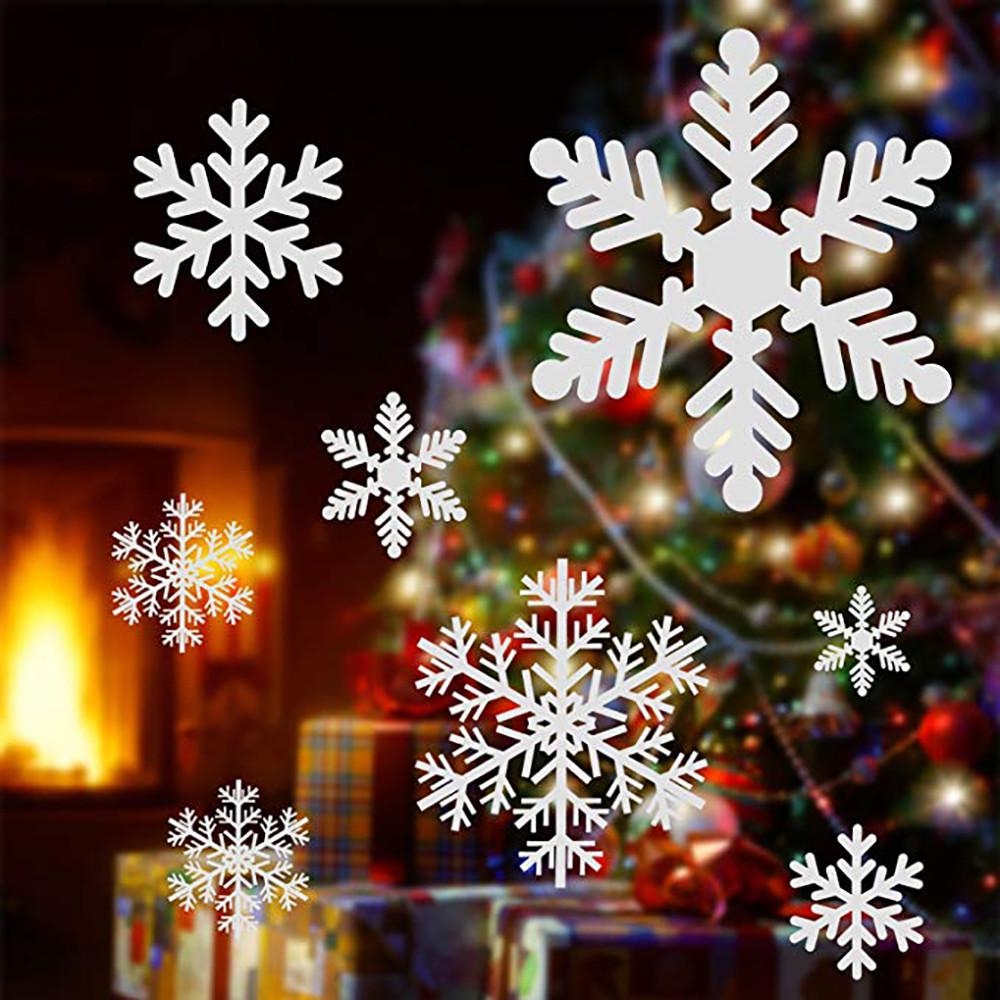 Lazer Kesim Noel Pencere Yapışkanları Kar Taneleri Pencere Çıkartmaları Etiketler