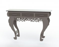 Laser Cut Table with Drawers Free Vector