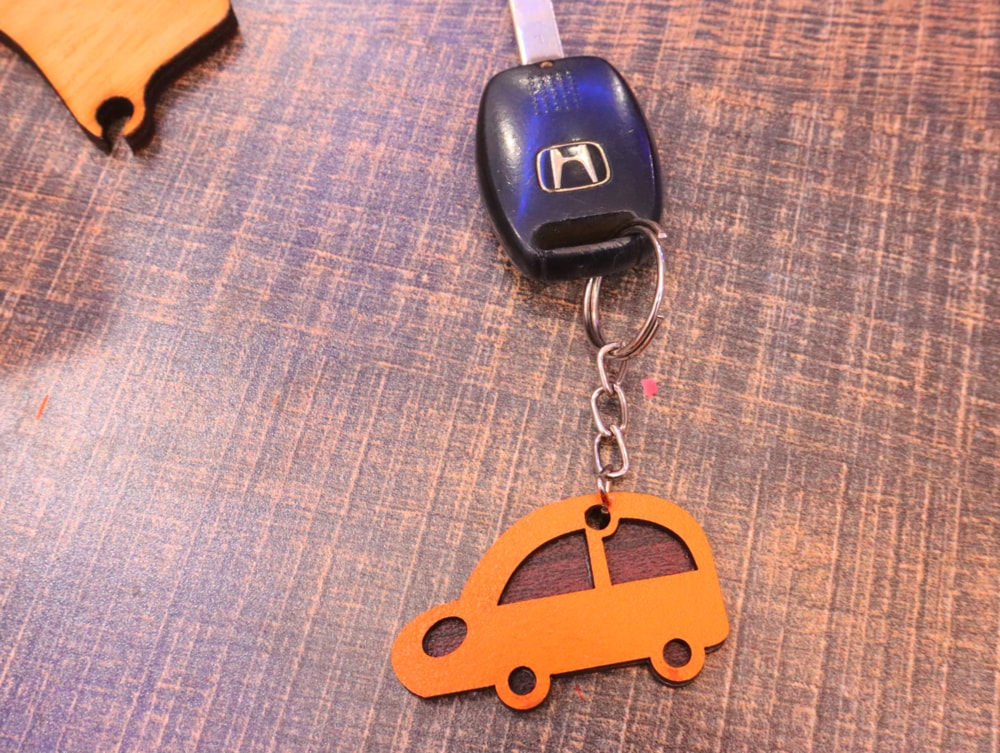 Laser Cut Car Key Ring Free Vector