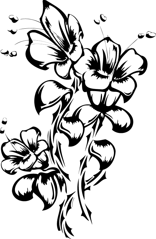 flores tatuaje arte vectorial
