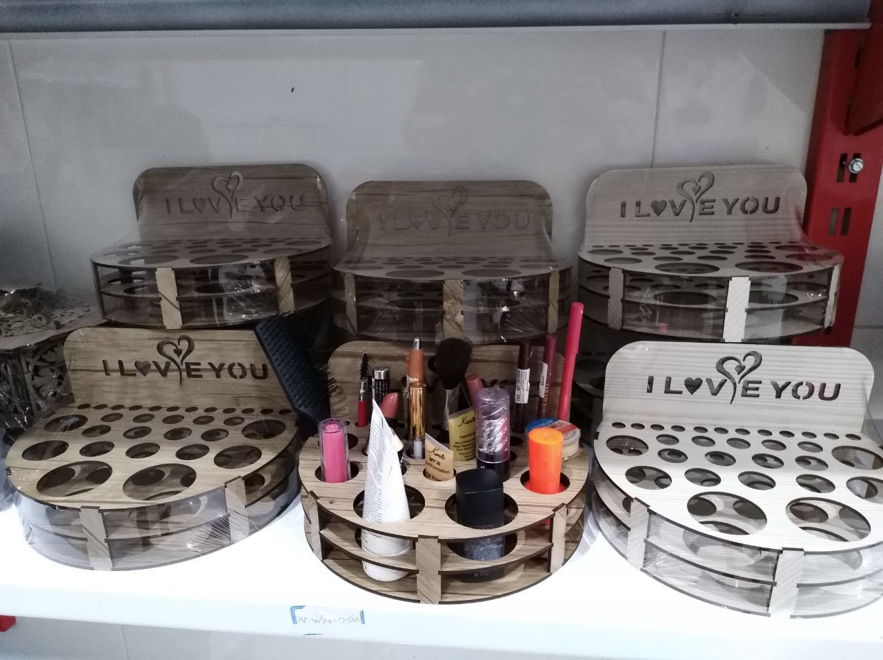 Organizador de cosméticos con corte láser Organizadores de maquillaje Almacenamiento de maquillaje
