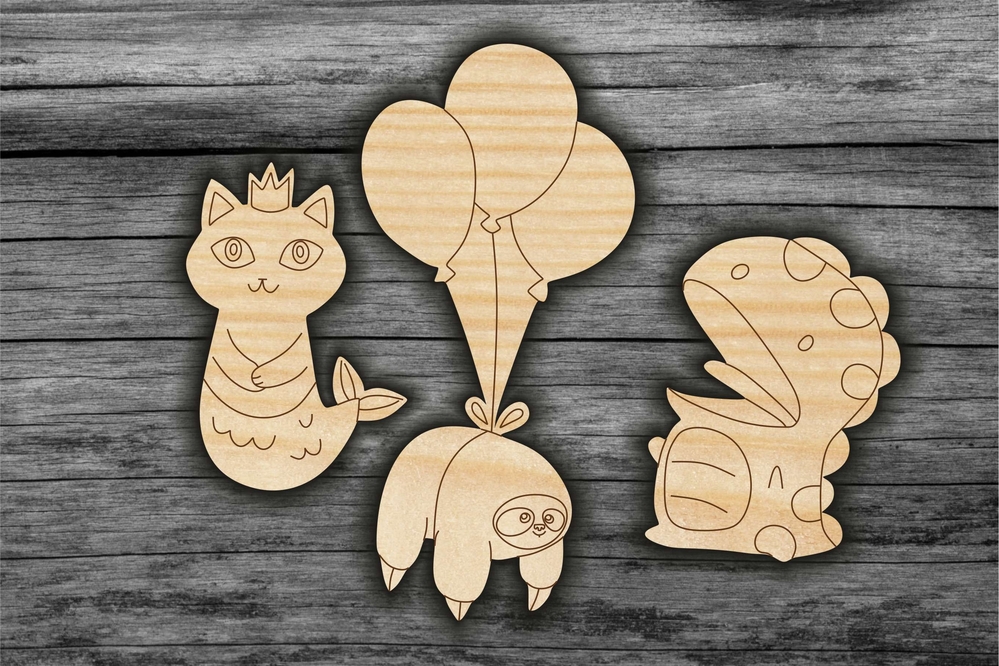 Iconos de imanes de madera cortados con láser