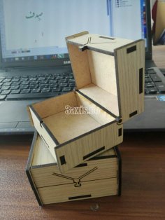 Laser Cut Box with Lid for Clock Free Vector