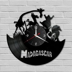 Виниловые настенные часы Мадагаскар с лазерной резкой