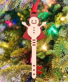Laser Cut Christmas Tree Toy Snowman Key Free Vector