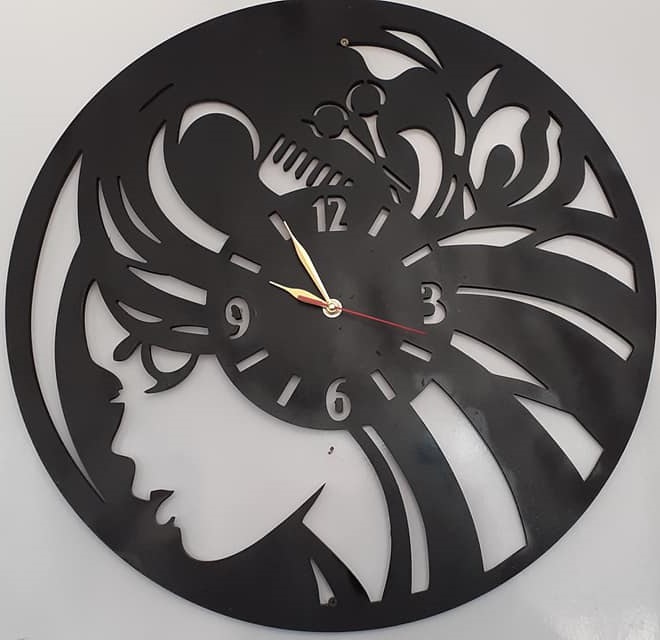 Laser Cut Hairdresser Beauty Salon Wall Clock Free Vector