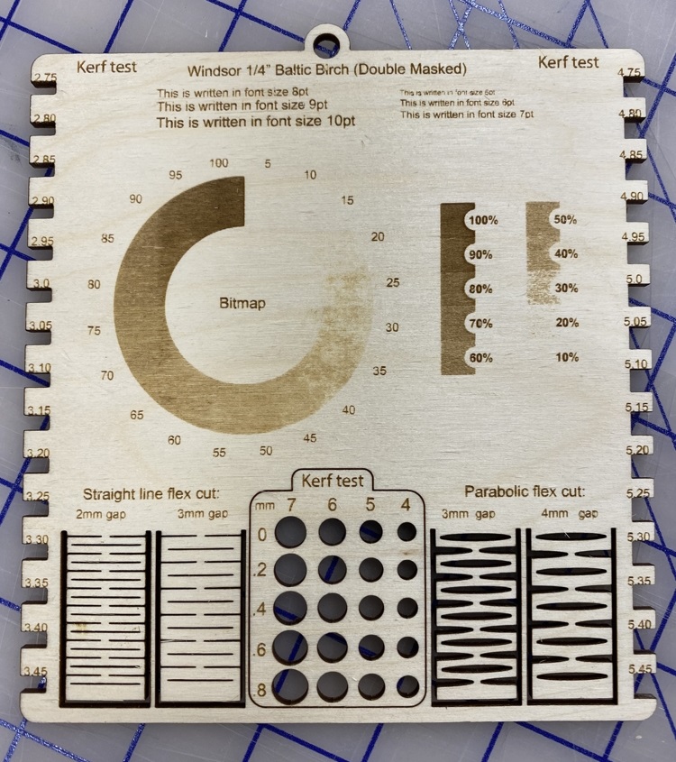 Laser Cut Material Testing Board Template Free Vector