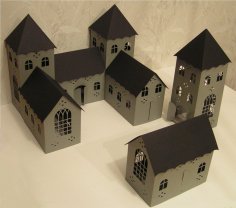 برش لیزری سه بعدی کاغذی قلعه کاردستی مدل کاغذی قلعه