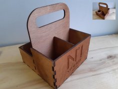 Laser Cut Caddy Spice Box with Handle Template Free Vector