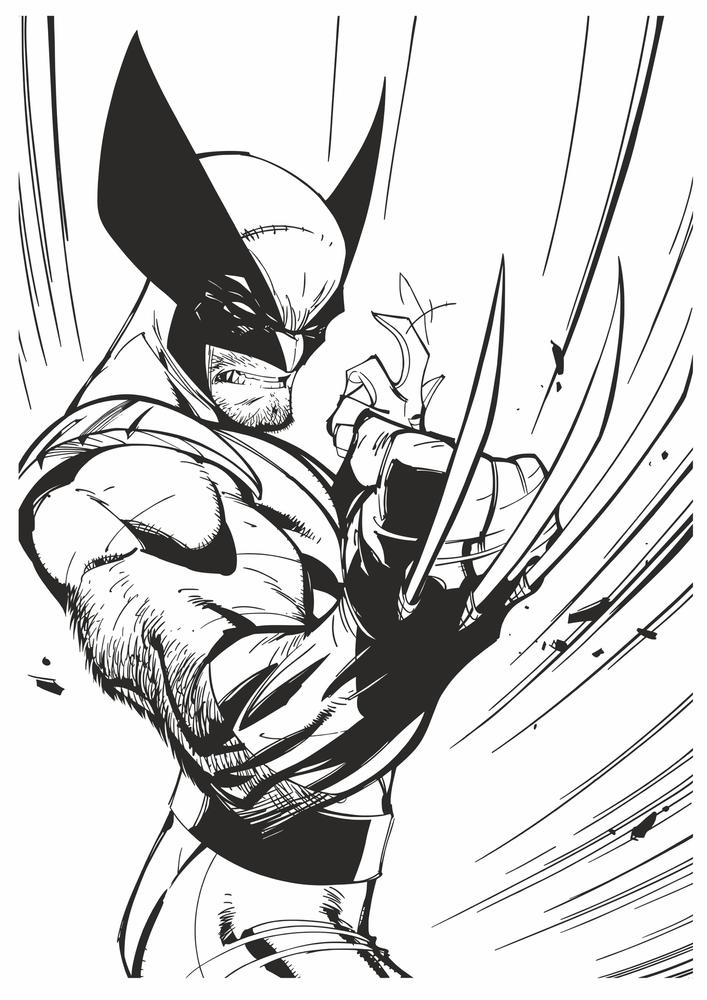 Arte de la pared de la etiqueta engomada del vector del arte de línea de Wolverine
