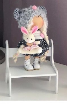 صندلی عروسک برش لیزری مینیاتوری نیمکت خانه عروسکی هدیه بچه ها