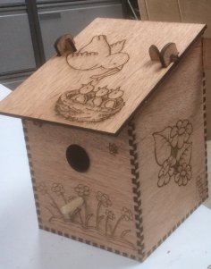 Laser Cut Bird Nesting Box Plywood Free Vector