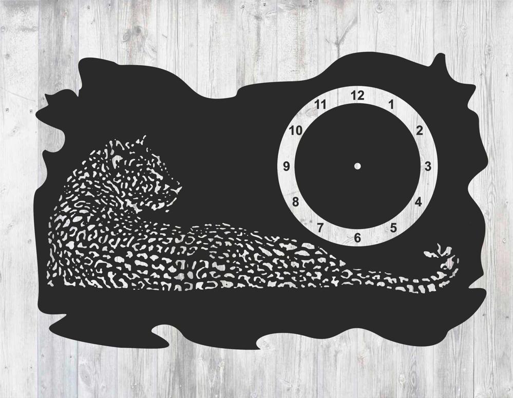 Plantilla de reloj de leopardo cortada con láser