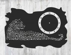 Laser Cut Leopard Clock Template Free Vector