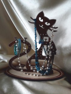 Laserowo wycinany stojak na biżuterię Kitty Cat