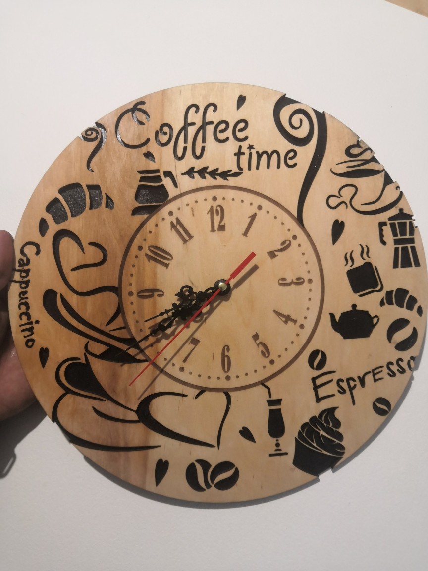 قالب ساعة حائط وقت القهوة بالليزر