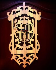 Plantilla de reloj de pared FC Barcelona cortada con láser