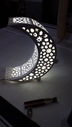 레이저 컷 초승달 야간 조명 램프