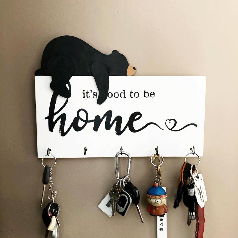 Laser Cut Black Bear Decoration Wooden Wilderness Sleeping Bear Safari Forest Decor