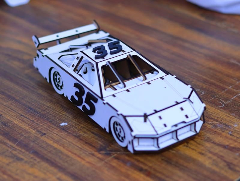 Laser Cut Nascar Race Car Toy Wooden 3D Puzzle