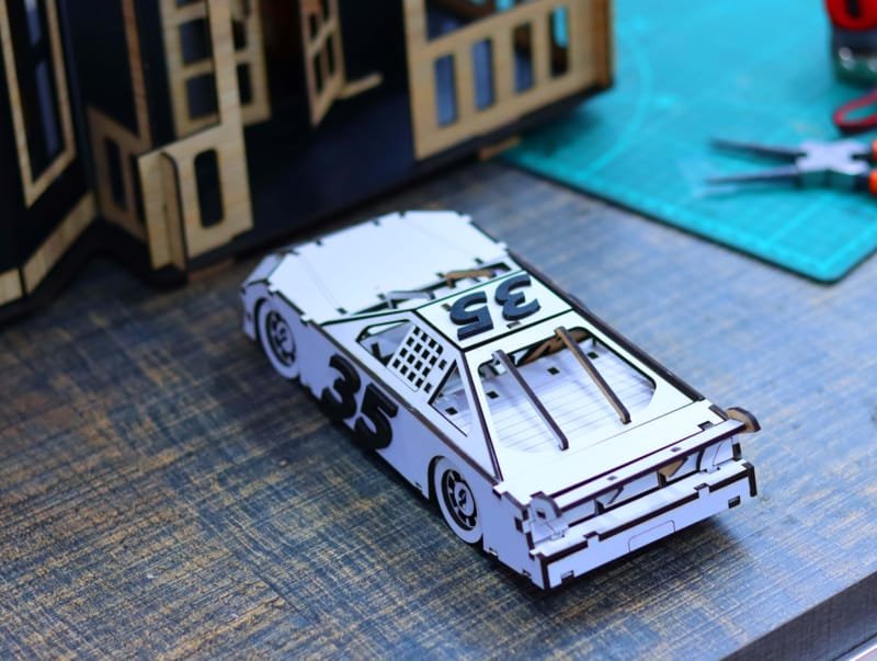 Laser Cut Nascar Race Car Toy Wooden 3D Puzzle