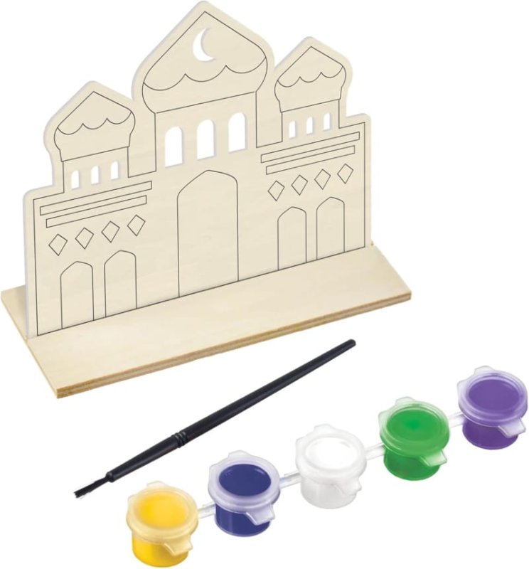 Laser Cut Wooden Mosque Standing Display Eid Ramadan Kids Activities DIY Craft Kit For Kids