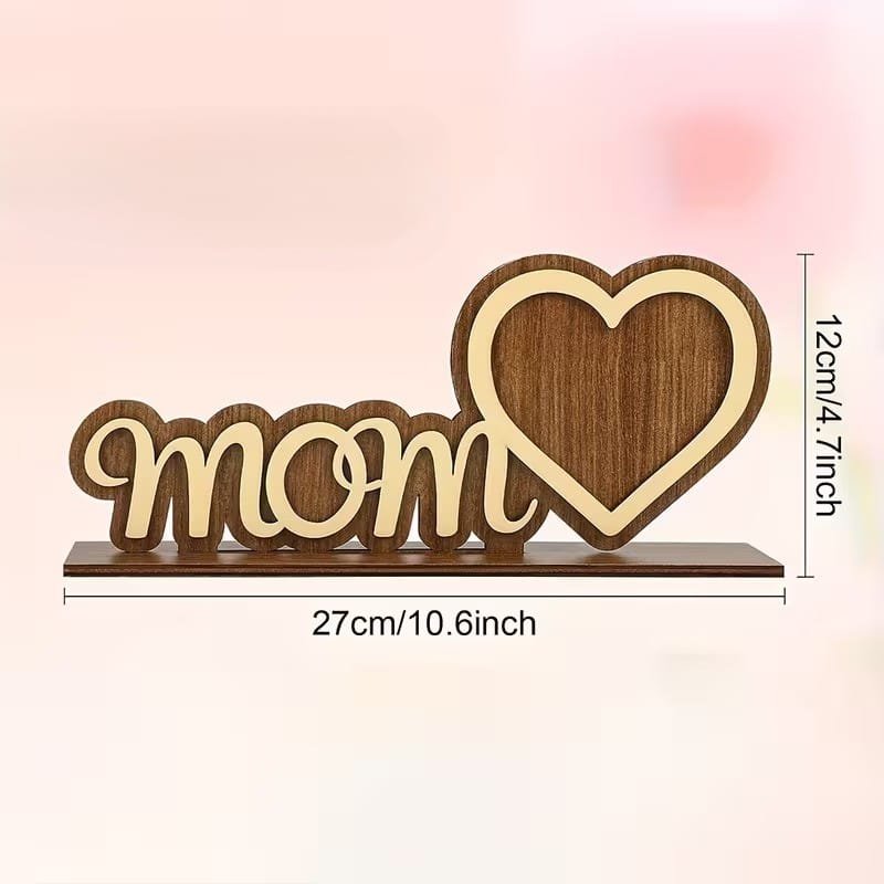 Laser Cut Personalized Photo Frame for Mother, Mom Heart Shaped Photo Frame Desktop Decor