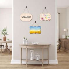 Laser Cut Unfinished Rectangle-Shaped Wood Plaque for Crafts Door Hangers Painting