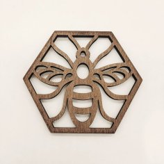 Laser Cut Honeycomb Bee Wooden Coaster Set