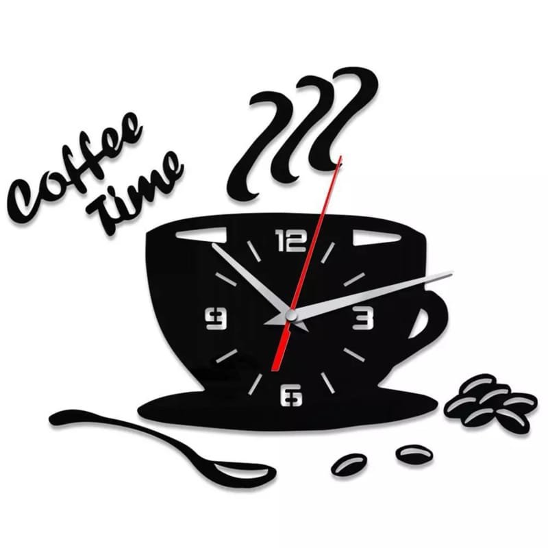 Laser Cut Coffee Cup Wall Clock Stylish Wall Decor