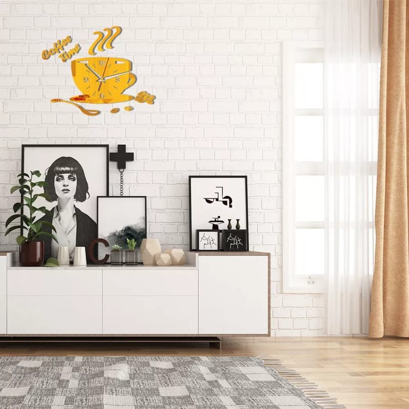 Laser Cut Coffee Cup Wall Clock Stylish Wall Decor