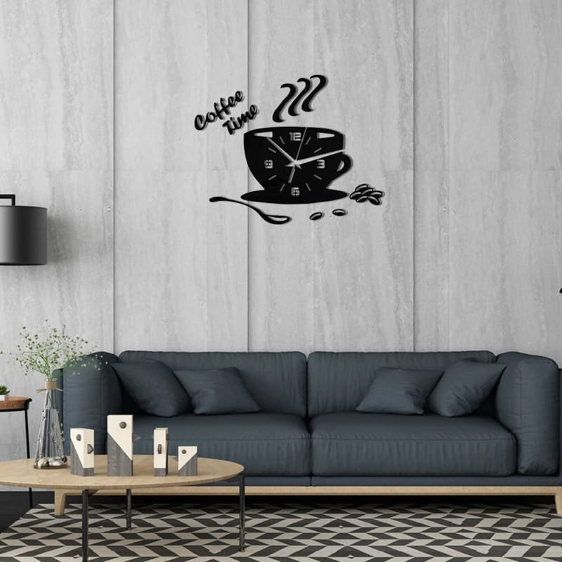 Laser Cut Coffee Cup Wall Clock Stylish Wall Decor