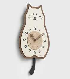 Laser Cut Wooden Cartoon Cat Wall Clock