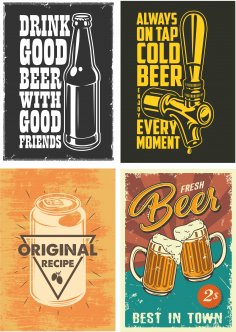 Retro Beer Posters 1 Free Vector