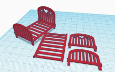 Mountable Doll Bed For Dollhouse 3D Printer Model