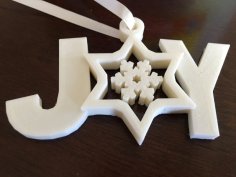 Spinning Snowflake Joy Xmas Ornament 3D Printer Model