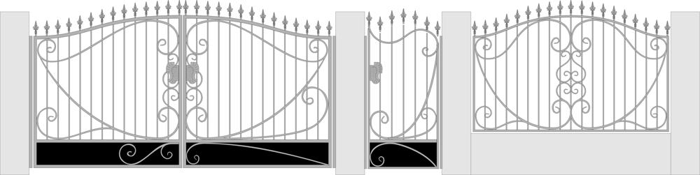 Вектор дизайна кованых ворот и калитки