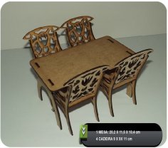 Table And Chairs CNC Plan Free Vector