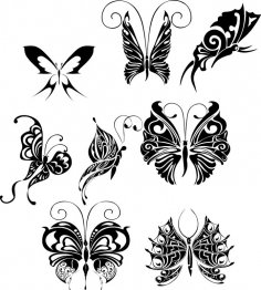 Butterfly Tattoo Design Vectors Art Free Vector