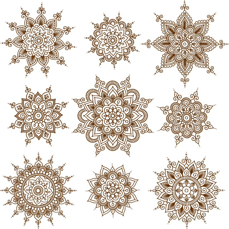 Ilustración vectorial de adornos mehndi