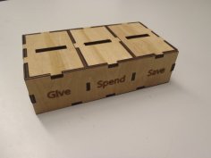 Laser Cut Give Spend Save Money Box