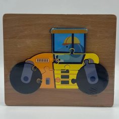 Laser Cut Colorful Tractor Shaped Puzzle For Kids