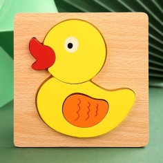 Laser Cut Wooden Duck Shaped Puzzle Board, Preschool Educational Toy