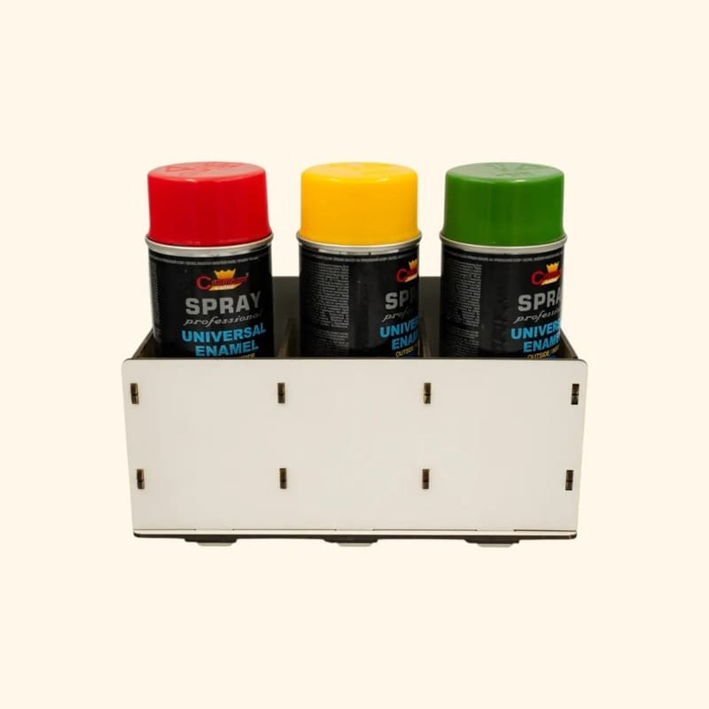 Laser Cut Spray Can Holder 3 Compartments
